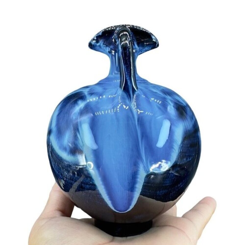 Hand Made Studio Art Pottery Vase Jug Drip Glaze Red ware Blue Black HandCrafted